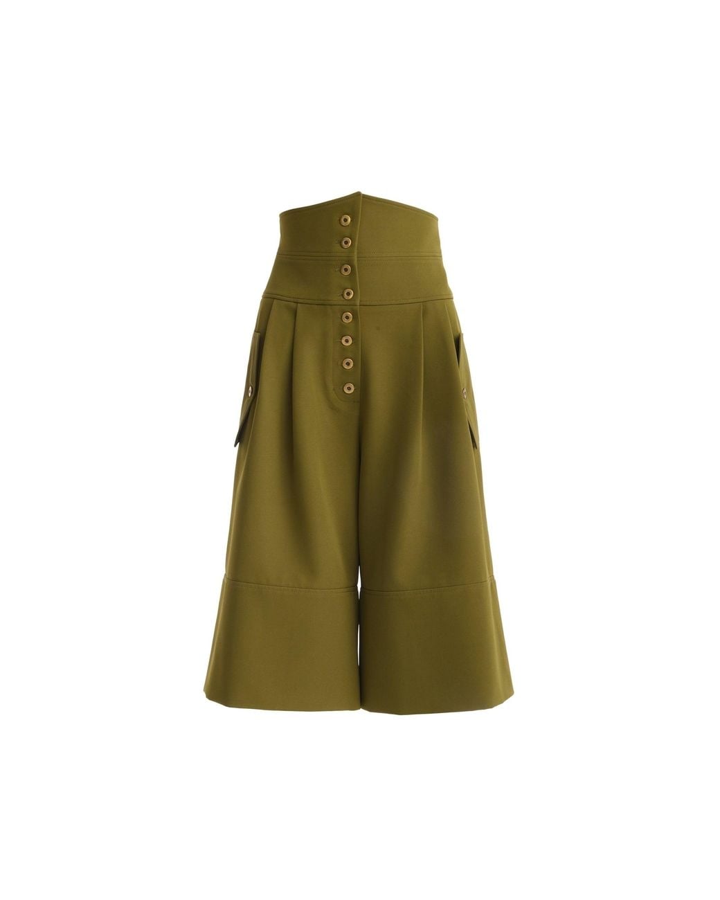 Julia Allert Green High-Waisted Cargo Culotte Shorts