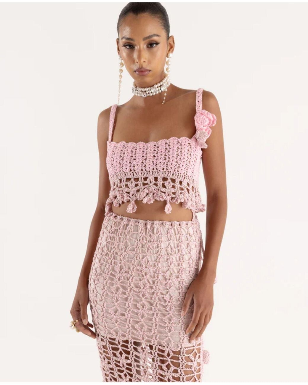Andreeva Pink Vanilla Handmade Knit Skirt