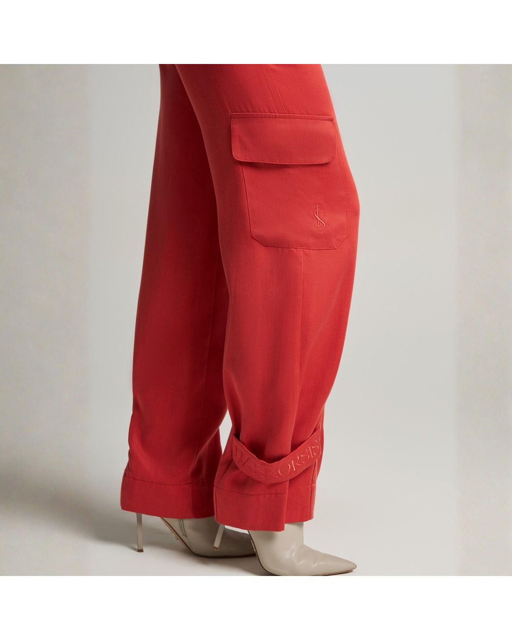 LIZ SKORSIS Red Rena Cargo Pants