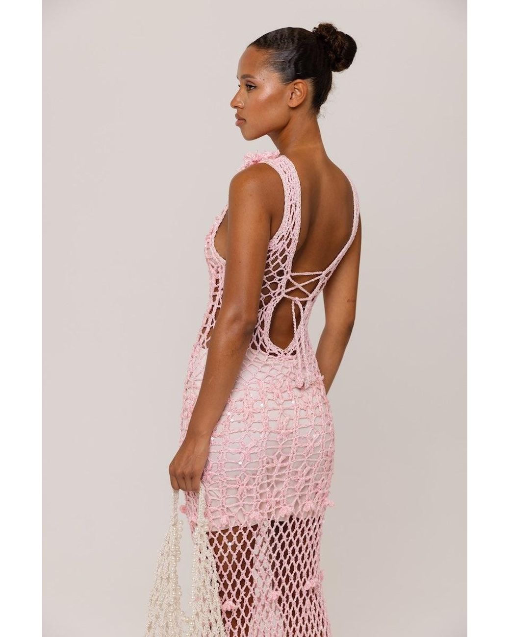 Andreeva Pink Vanilla Handmade Maxi Crochet Dress
