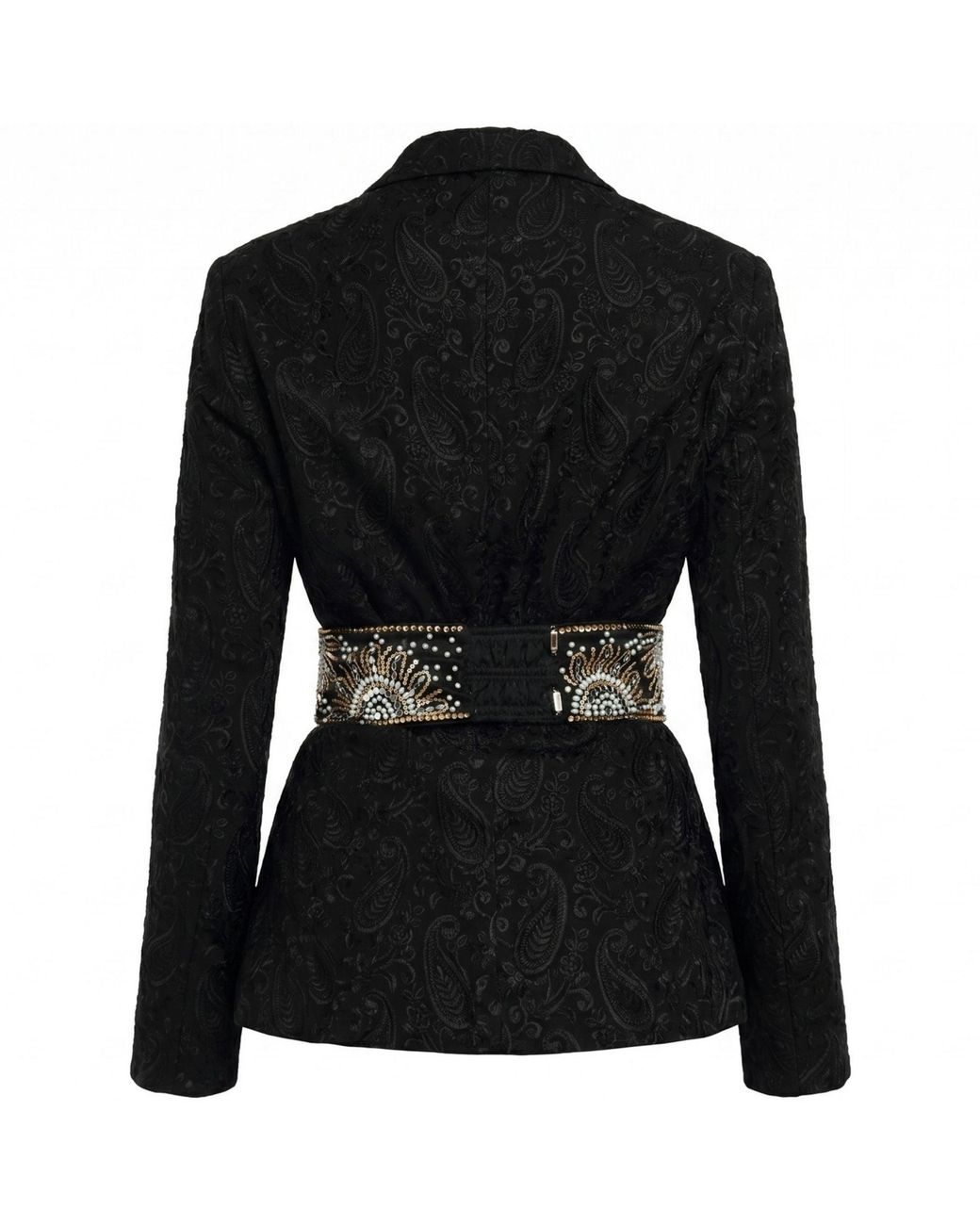 International Appeal Black Paisley Textured Blazer