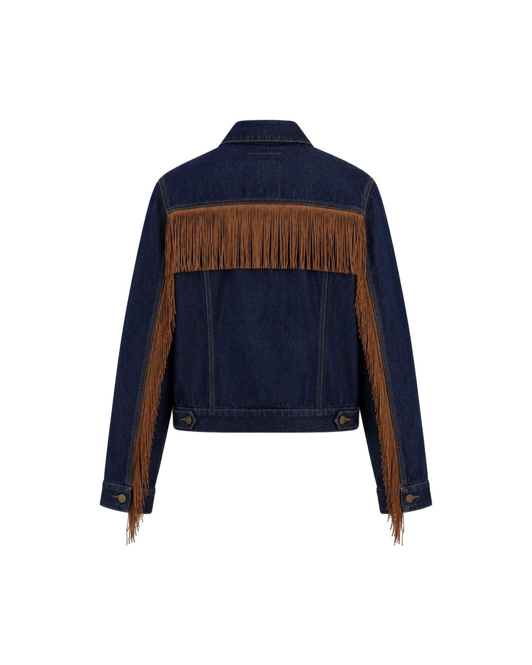 SOEUR & FRÈRES Blue Dark Denim Fringe Jacket With Western Detail