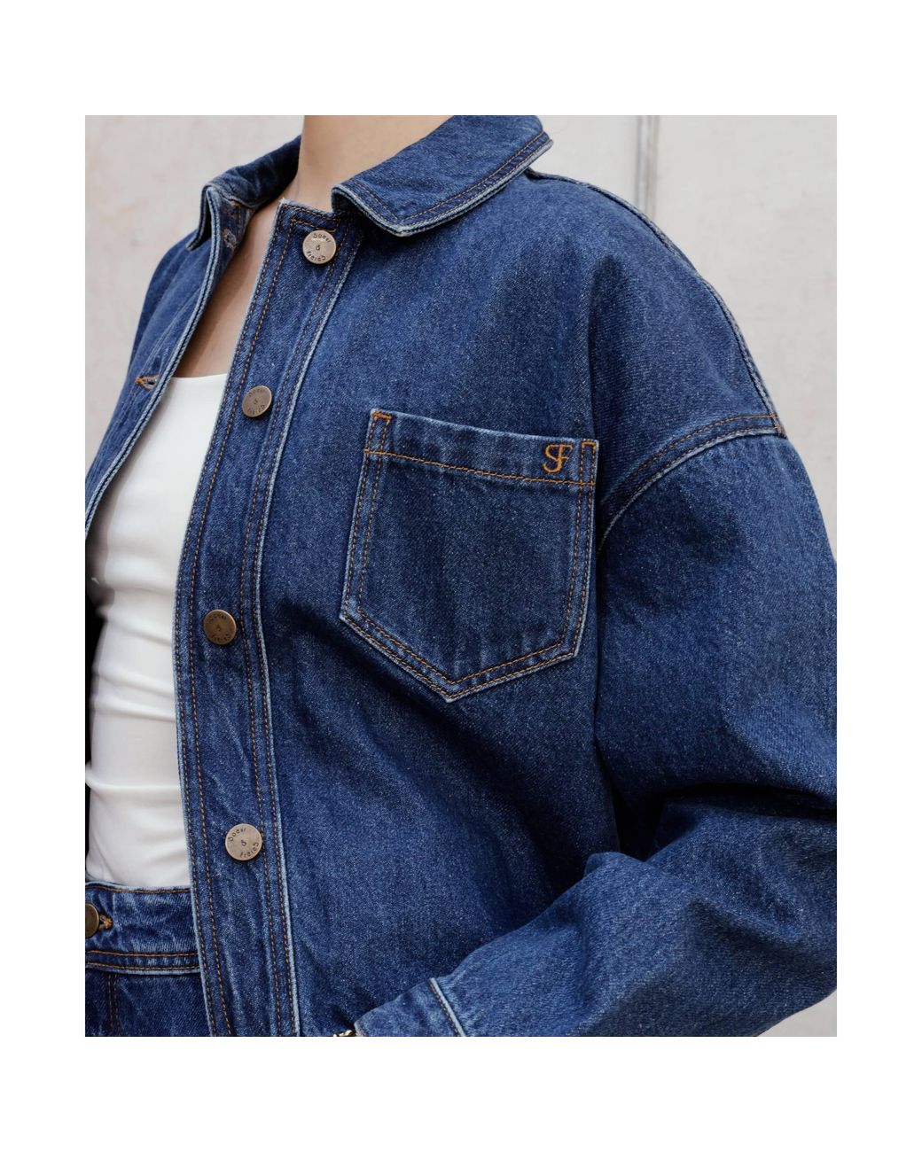 SOEUR & FRÈRES Blue La Veste Courte — Stone