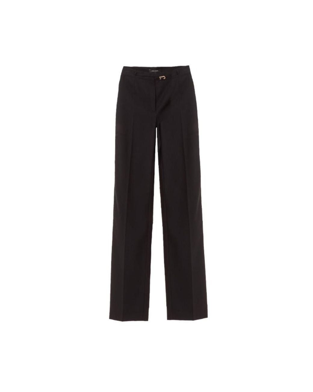 KRIS MARAN Black Straight Wool Pants With A Buckle