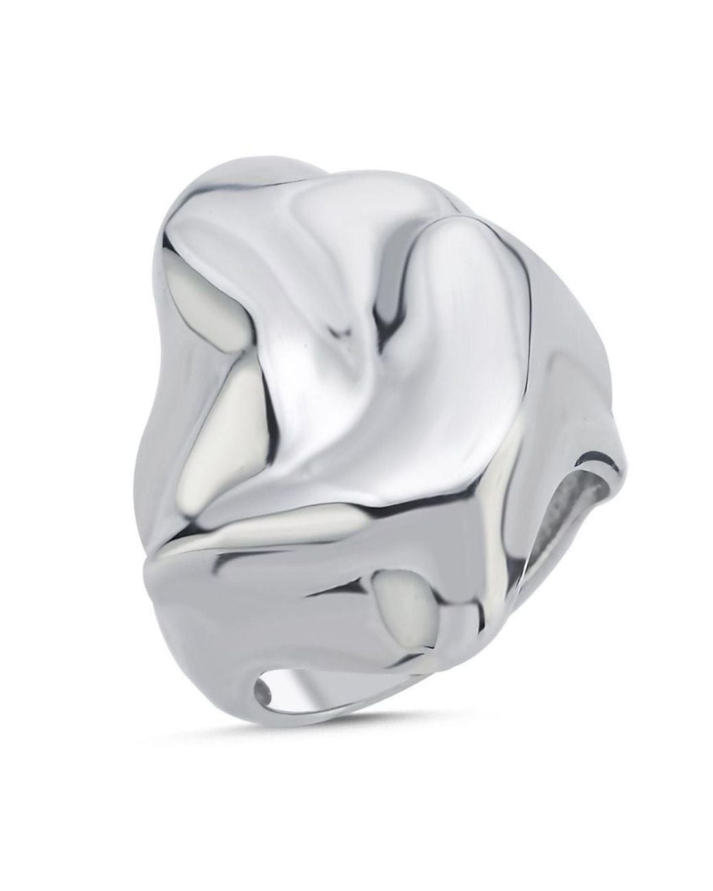 LINYA JEWELLERY Metallic Shiny Hammered Big Ring