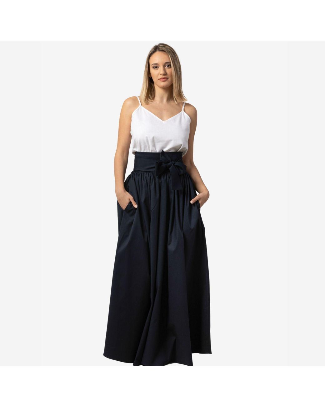 Nikka Place Blue Wisteria Dark Cotton Maxi Skirt
