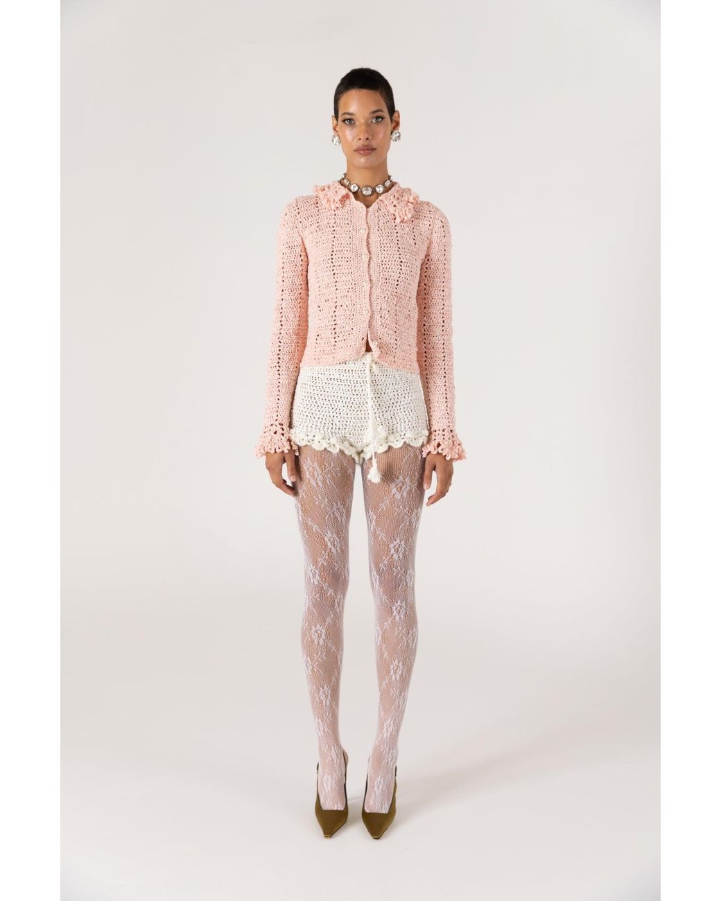 Andreeva Natural Chrysanthemum Handmade Crochet Shorts