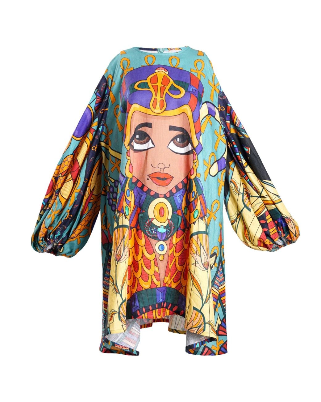 A.nty Story Blue A-Line Balloon Sleeve Ladia Dress