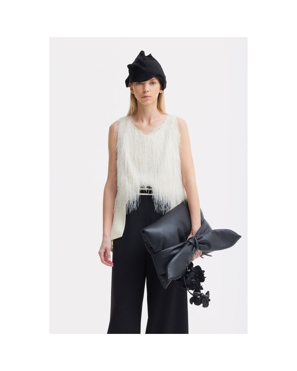 Julia Allert Natural Fringe Sleeveless Top