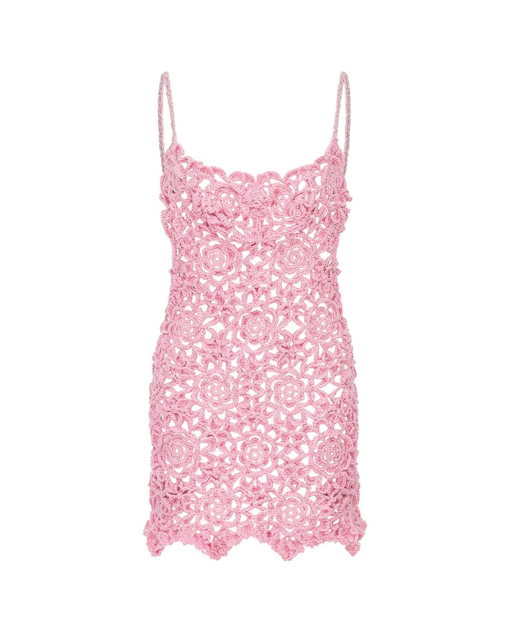 Andreeva Pink Pearl Handmade Crochet Mini Dress