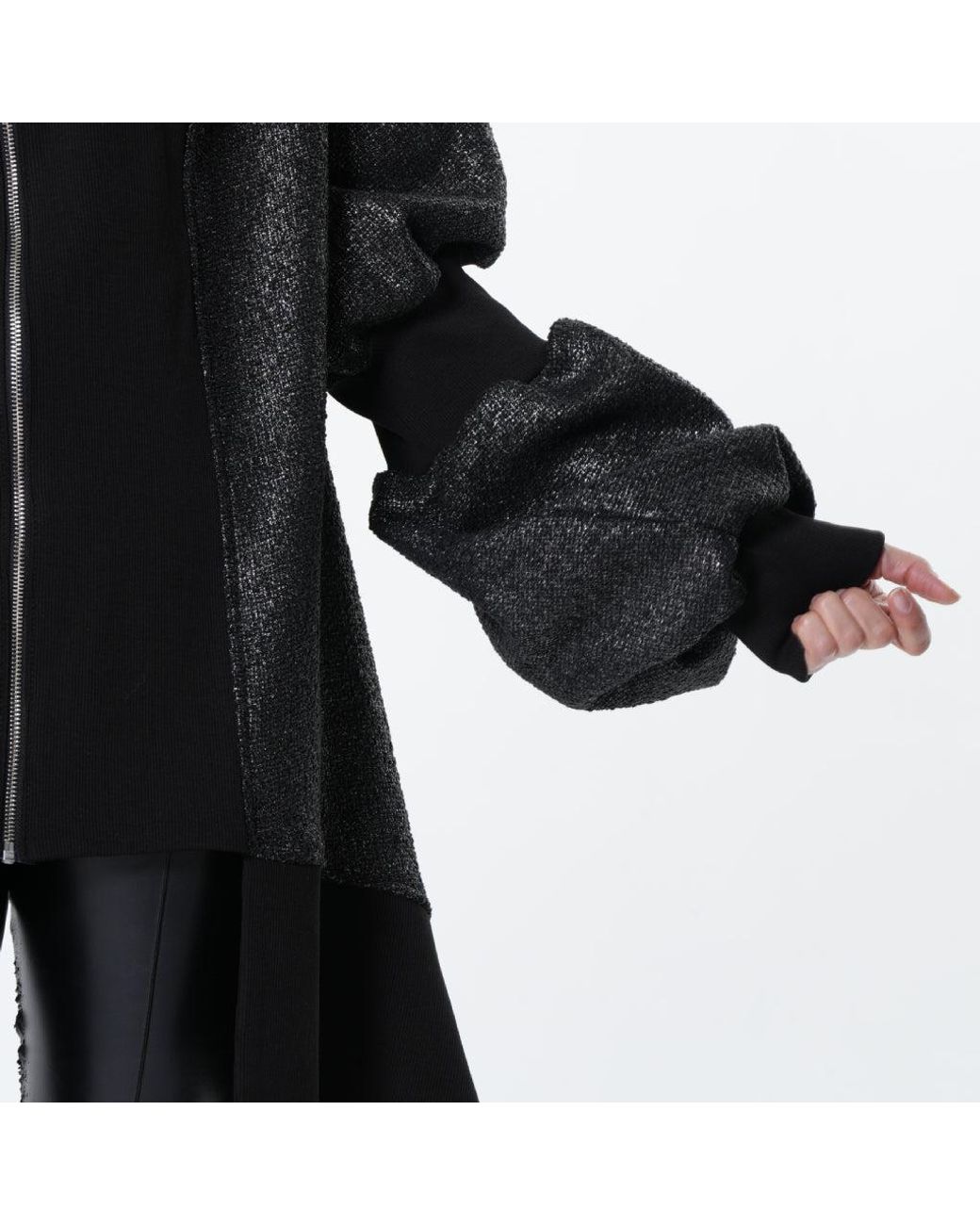 Metamorph Black Extravagant Asymmetrical Metallic Cardigan