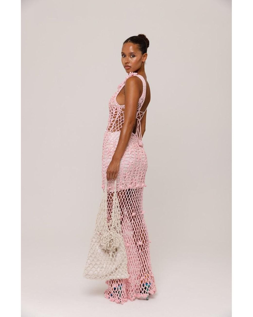 Andreeva Pink Vanilla Handmade Maxi Crochet Dress