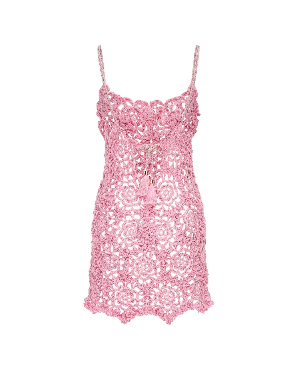 Andreeva Pink Pearl Handmade Crochet Mini Dress