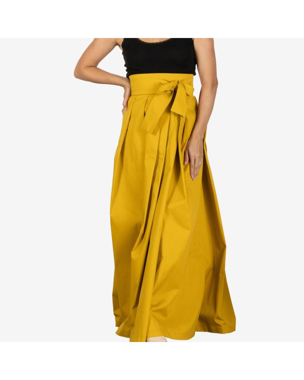 Nikka Place Yellow Peony Deep High Waist Cotton Skirt