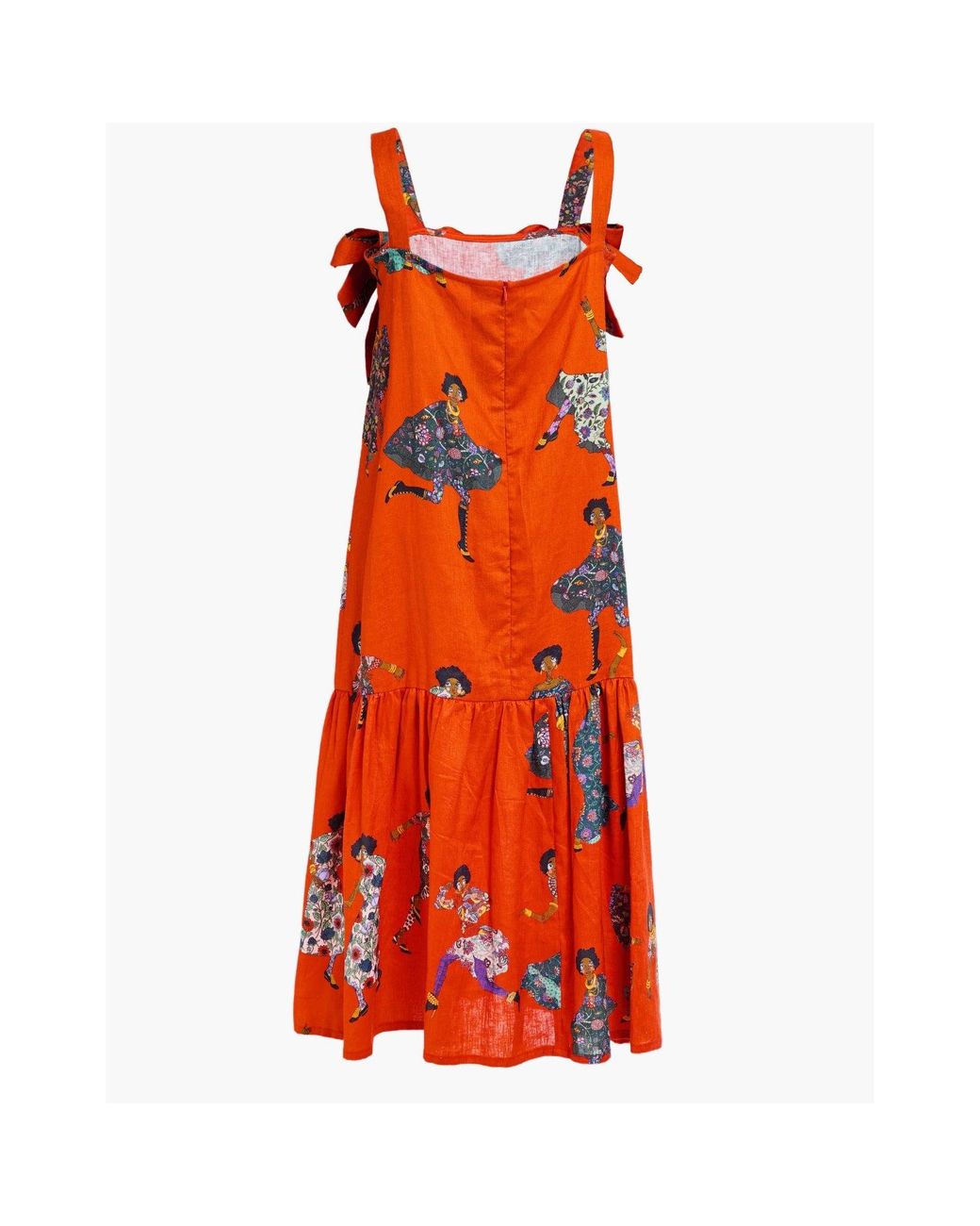 A.nty Story Orange Statement Bow Midi Dress