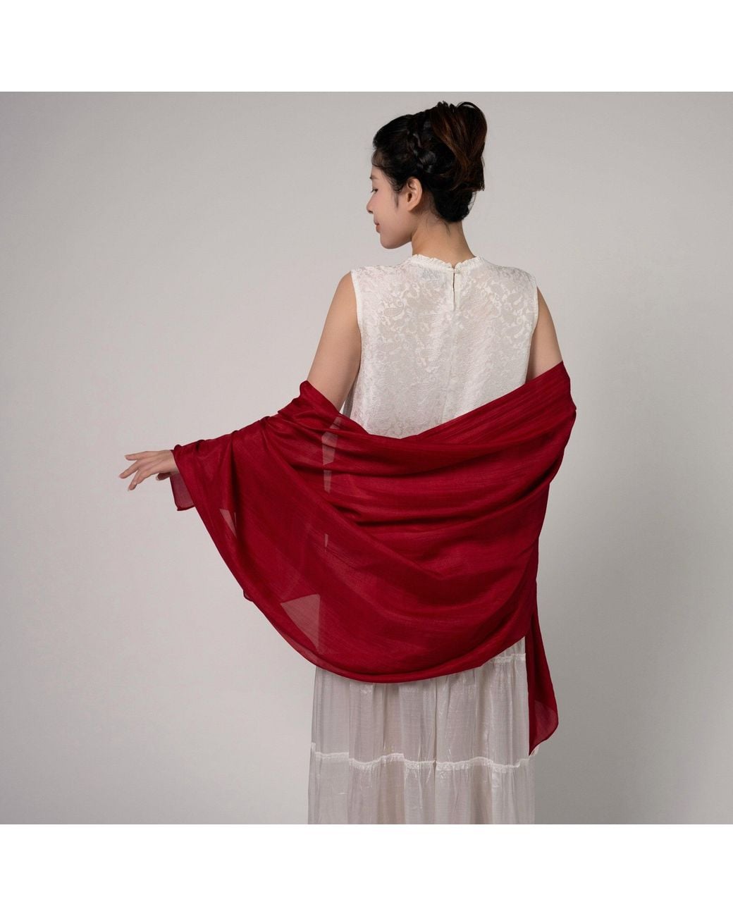 SILK & BEARS Red Burgundy Scarf