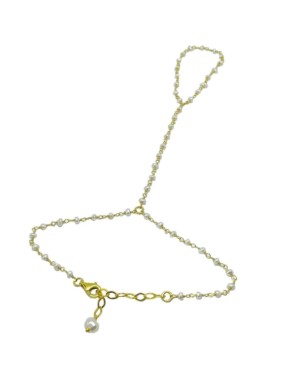 LINYA JEWELLERY Metallic Pearl Bashmer Hand Chain Sahmaran