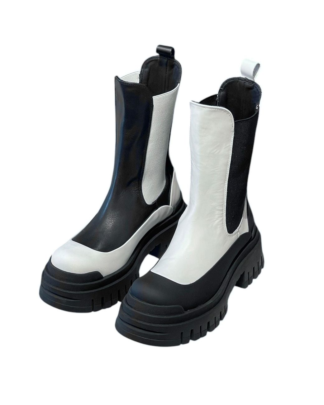 DIVINE HARMONIE Black And Leather Chelsea Boots With Platform Sole