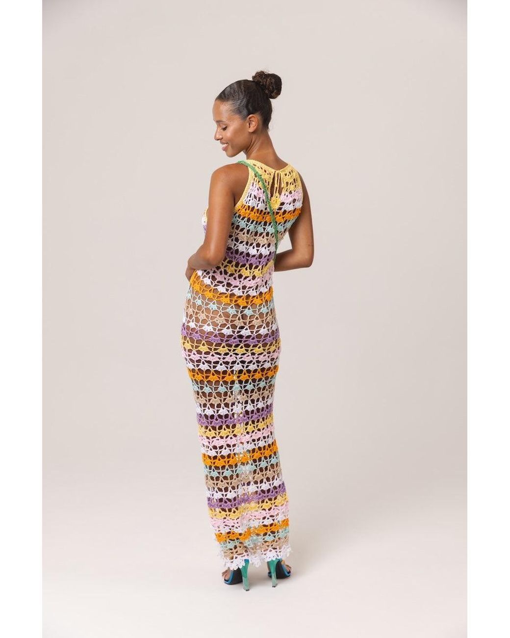Andreeva Metallic Handmade Maxi Crochet Dress