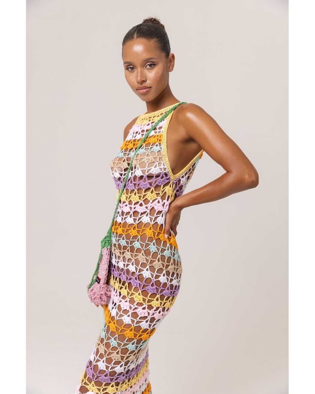 Andreeva Metallic Handmade Maxi Crochet Dress