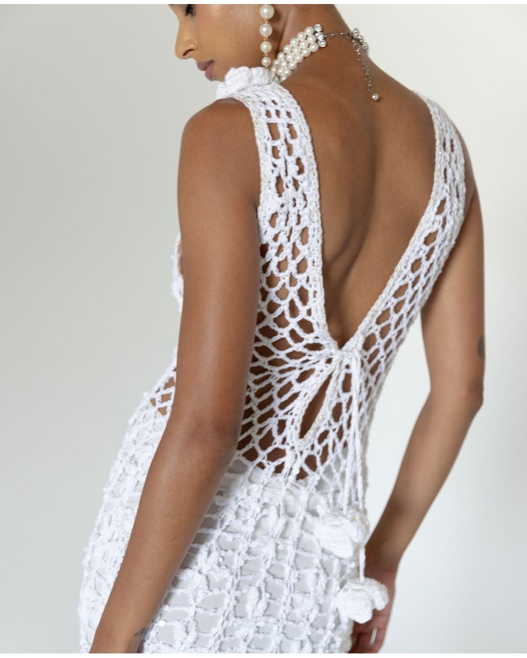 Andreeva White Vanilla Handmade Maxi Crochet Dress