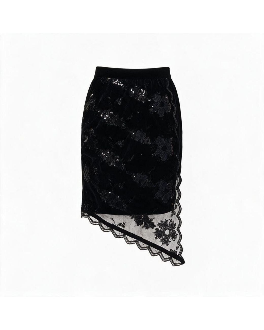 ZHYUN.K Black Shirring Wrap Skirt