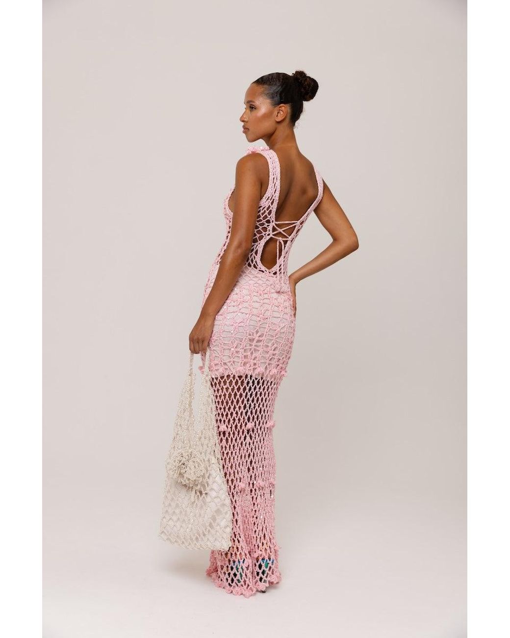 Andreeva Pink Vanilla Handmade Maxi Crochet Dress