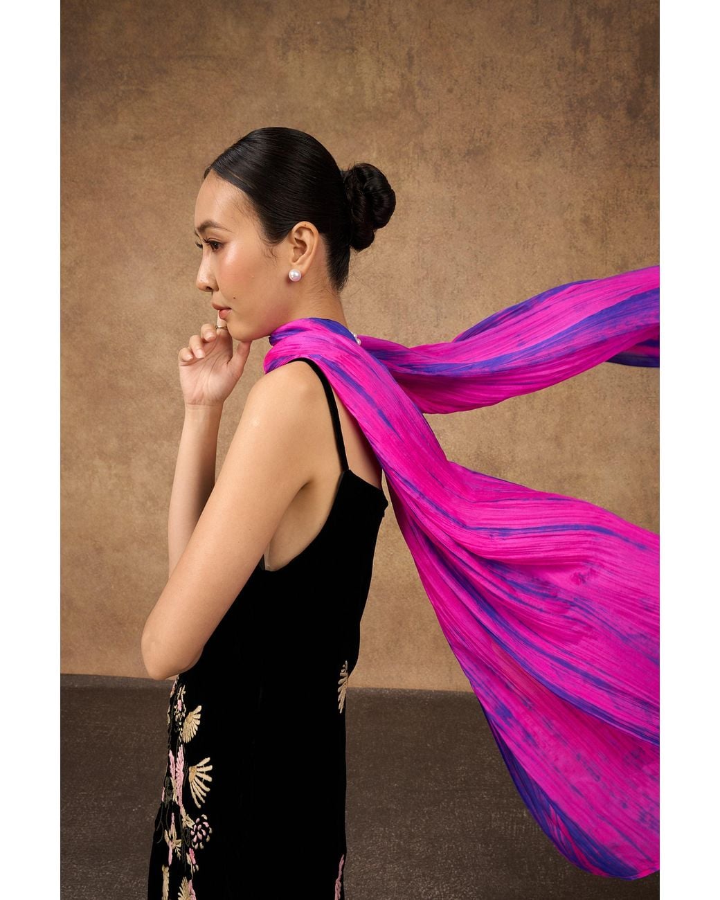 SILK & BEARS Purple Fuchsia Brushstroke Scarf