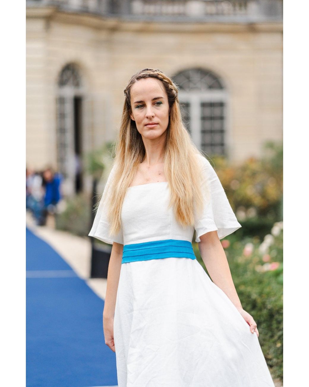 DIVINE HARMONIE Blue Divine Water Linen Maxi Dress
