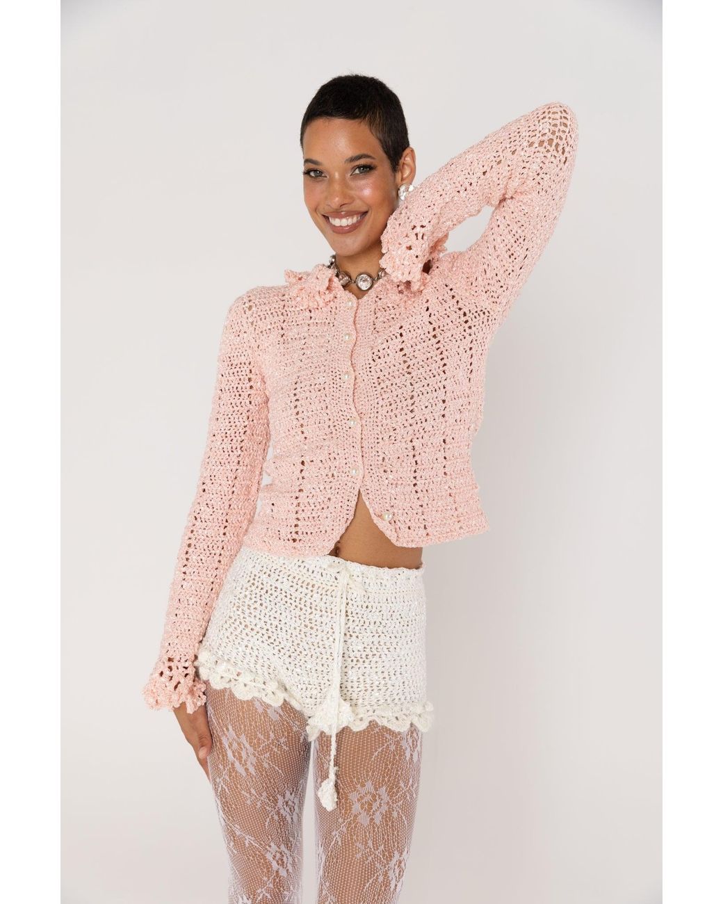 Andreeva Natural Chrysanthemum Handmade Crochet Shorts