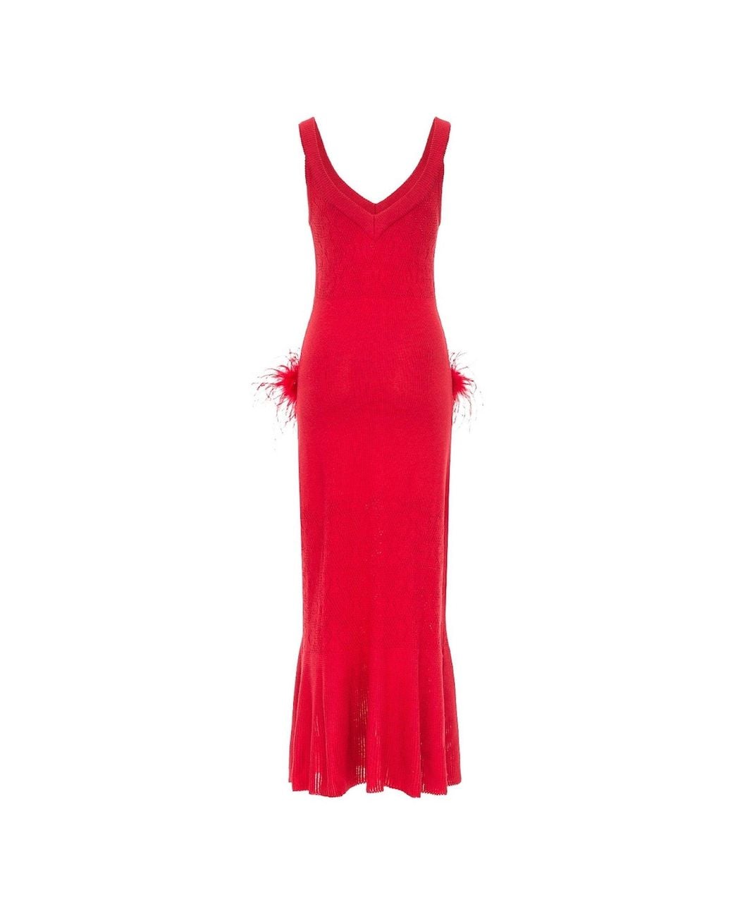 Andreeva Red Cherry Knit Dress With Feather Details