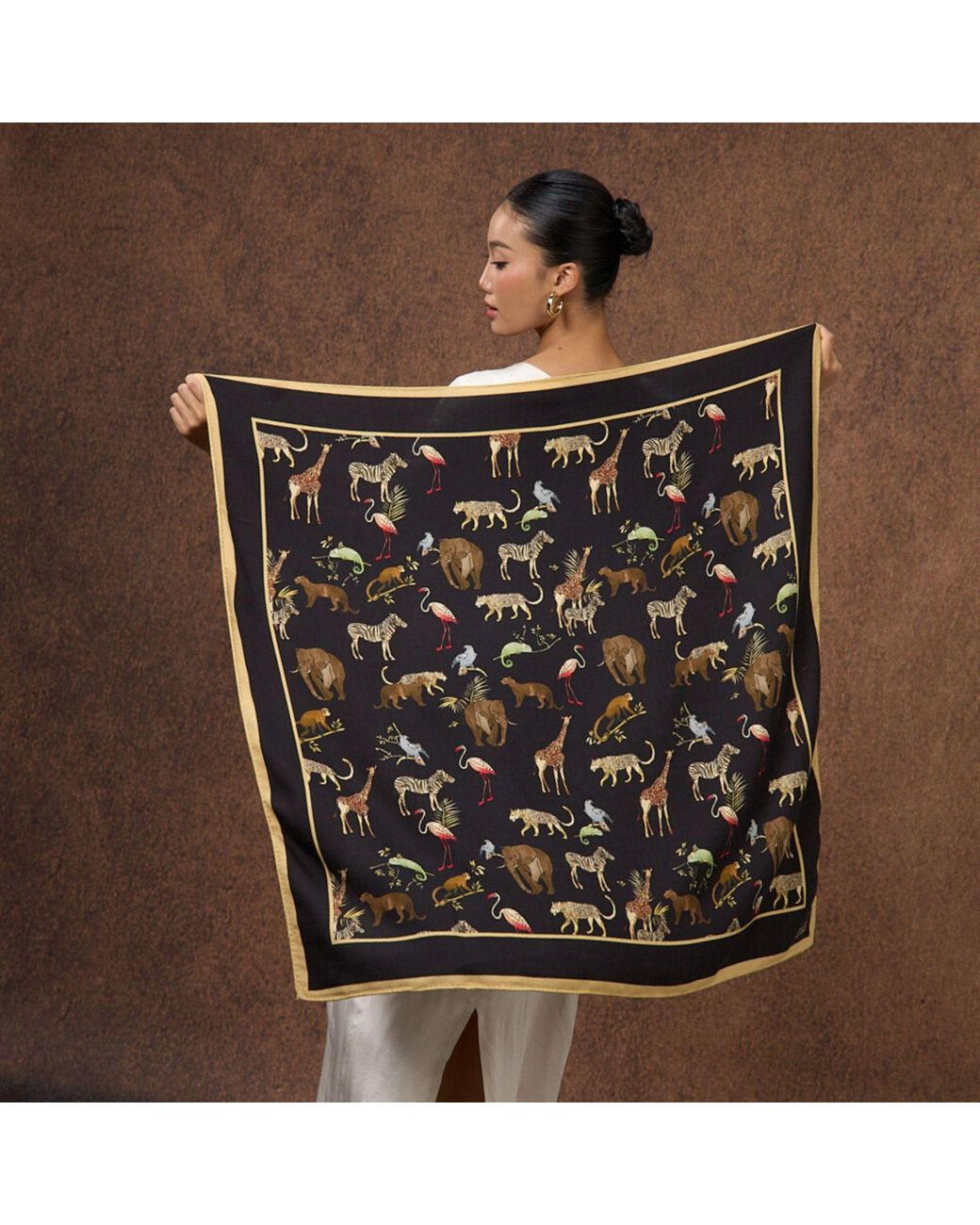 SILK & BEARS Black Noir Safari Scarf
