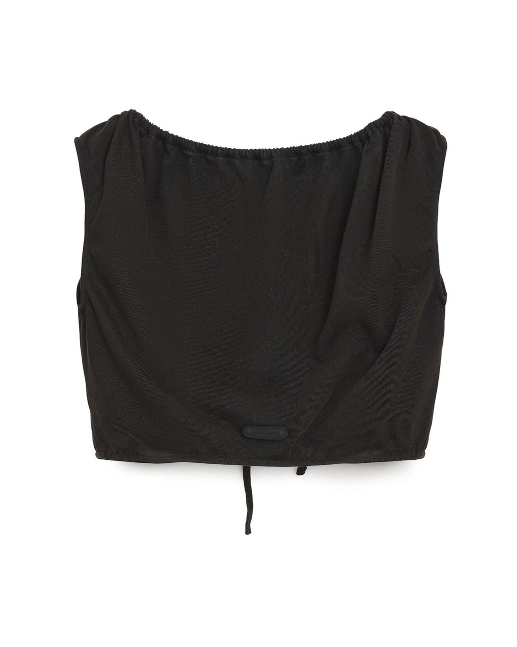PRIVATE POLICY Black Washed Cotton Drawstring Crop Top