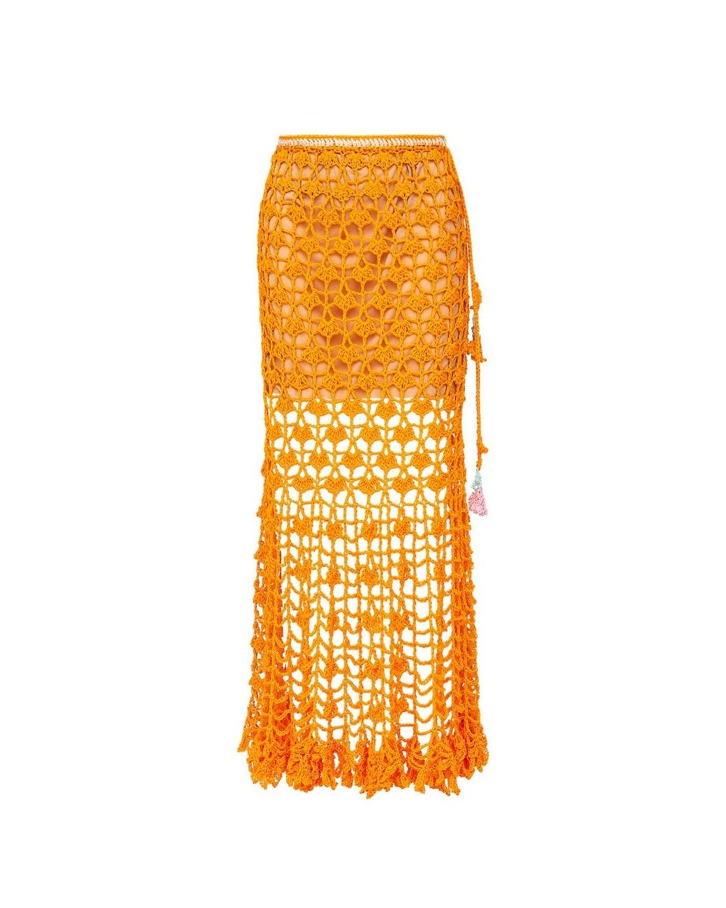 Andreeva Orange California Poppy Handmade Crochet Midi Skirt