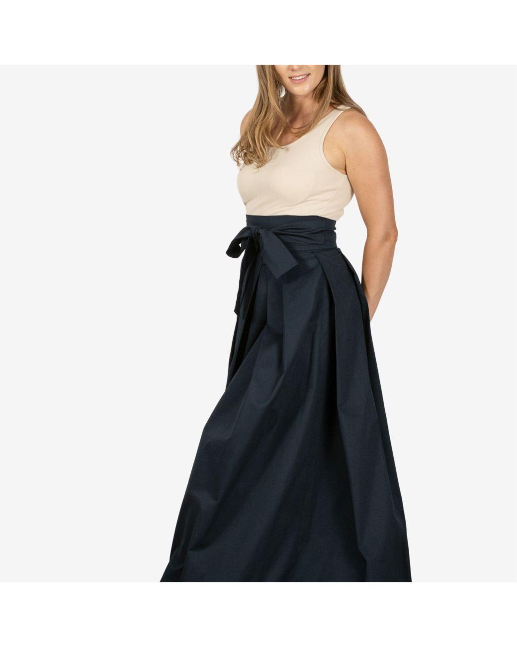 Nikka Place Blue Peony Dark High Waist Cotton Skirt