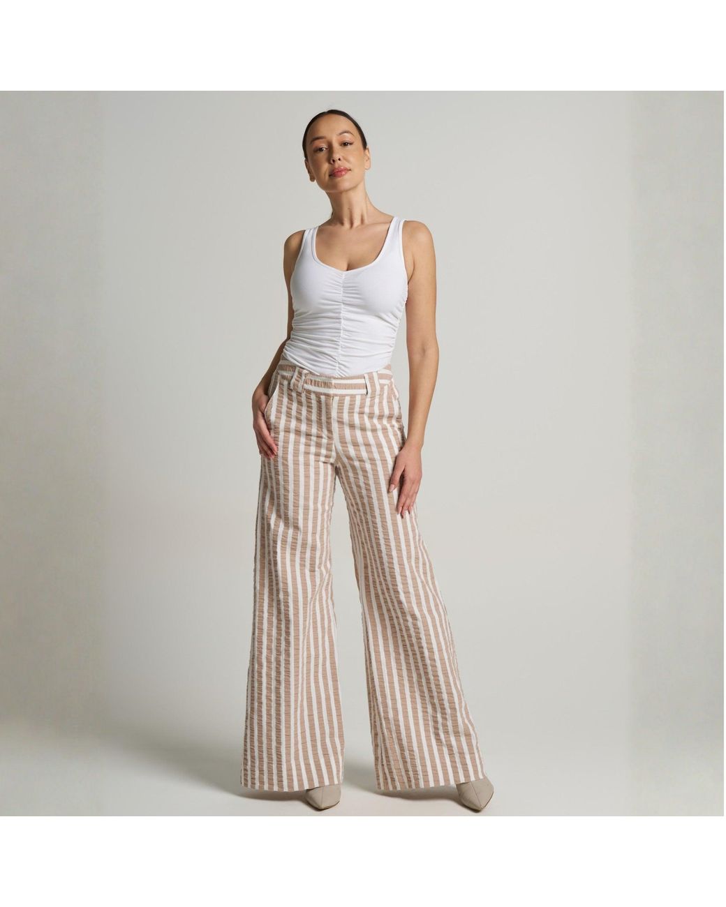 LIZ SKORSIS Pink Maddix Wide Leg Pant –