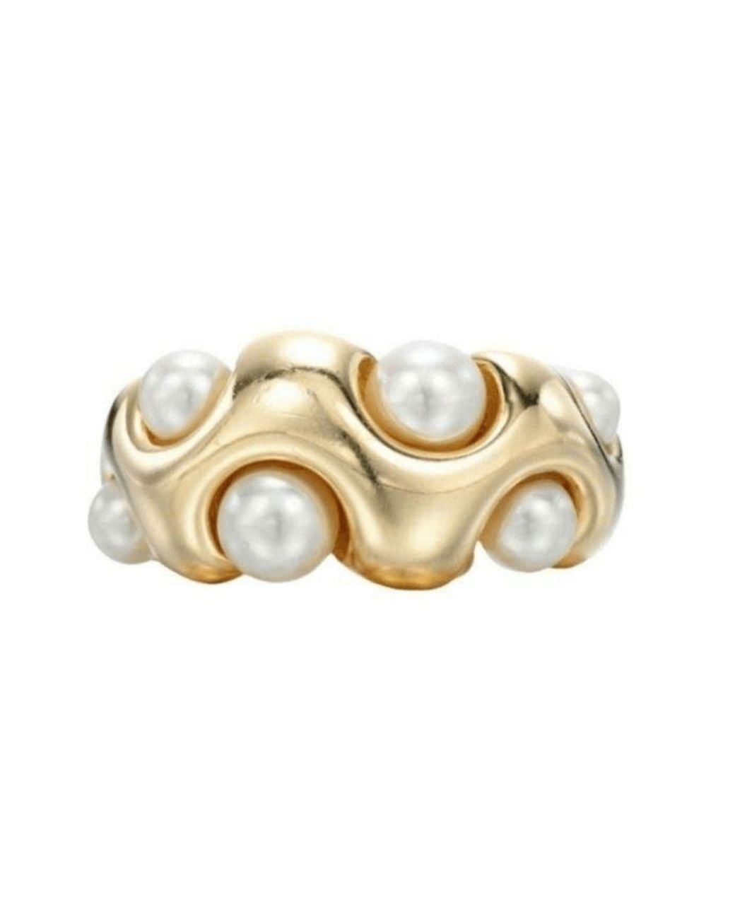 LINYA JEWELLERY Metallic Pearl Ring
