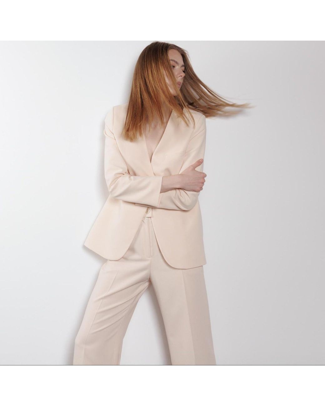 LAVIELACE Pink Single-Button Blush Peach Blazer