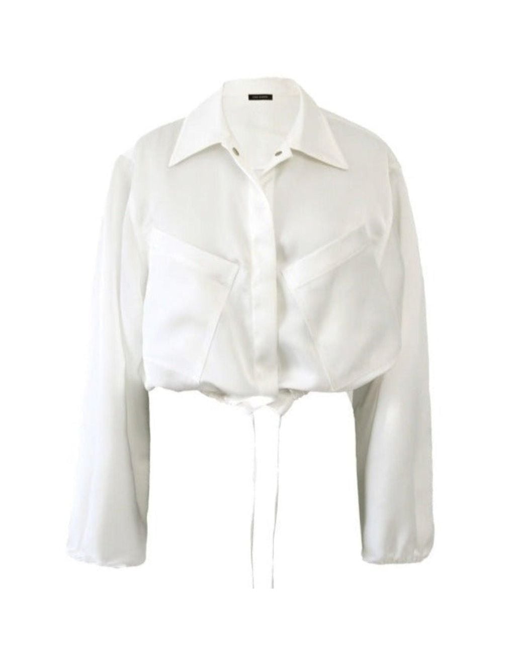 KRIS MARAN White Silky Cargo Jacket