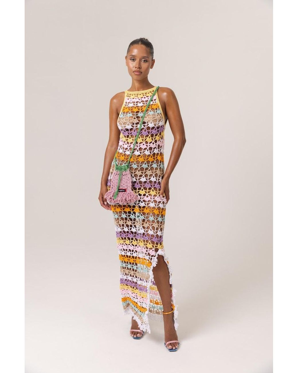 Andreeva Metallic Handmade Maxi Crochet Dress