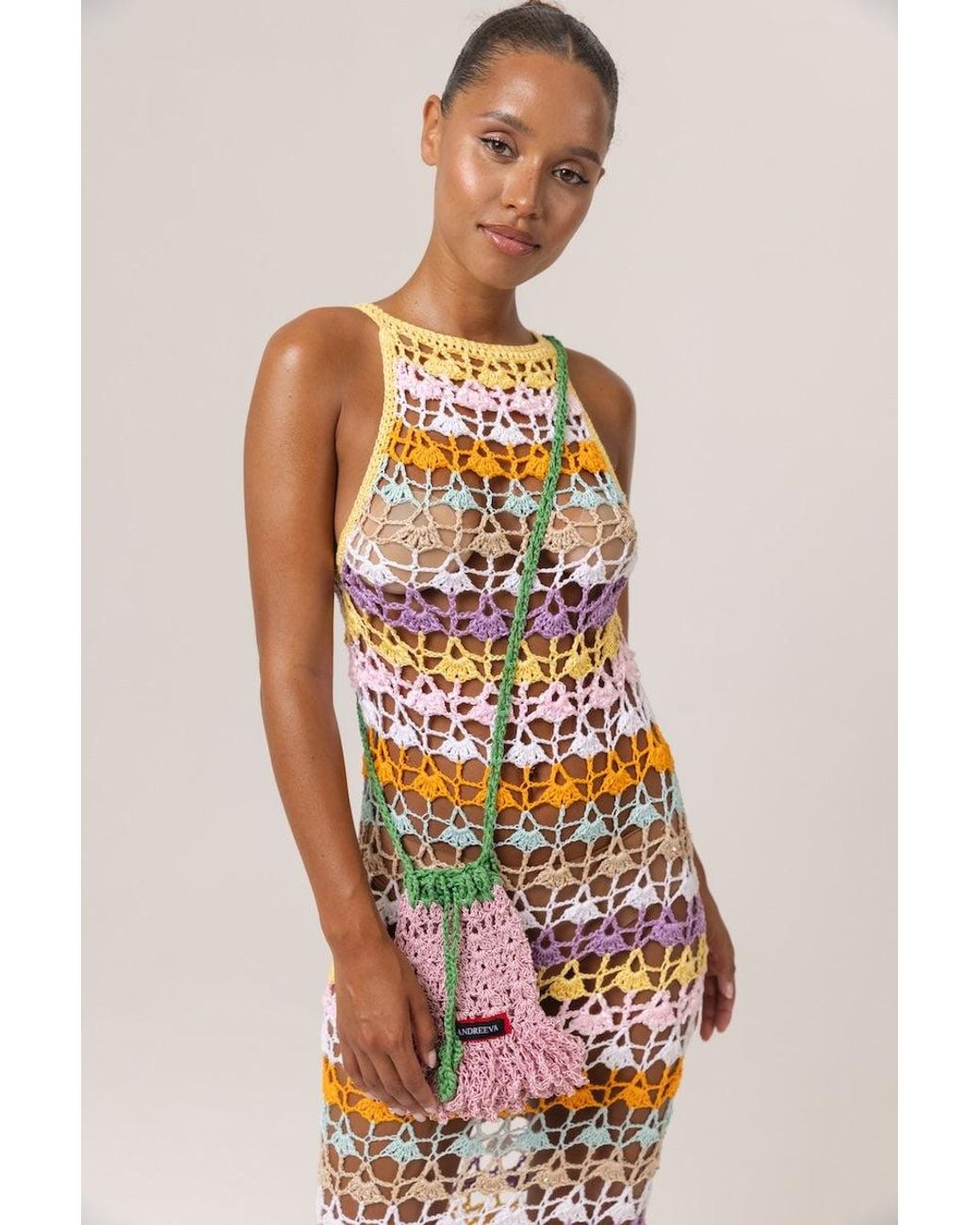 Andreeva Metallic Handmade Maxi Crochet Dress