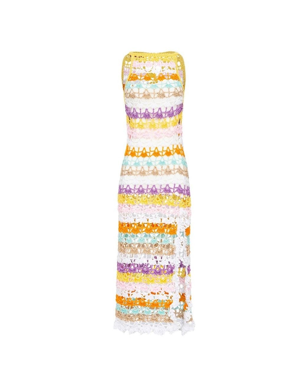 Andreeva Metallic Handmade Midi Crochet Dress