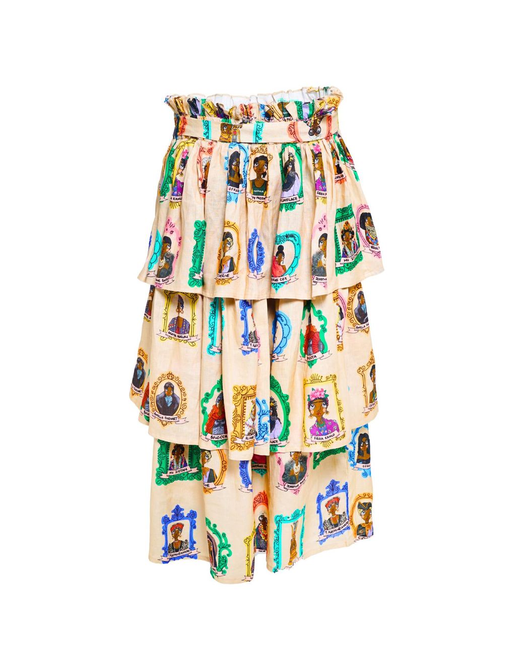 A.nty Story Green Layered Midi Skirt With Bow Tie Waist