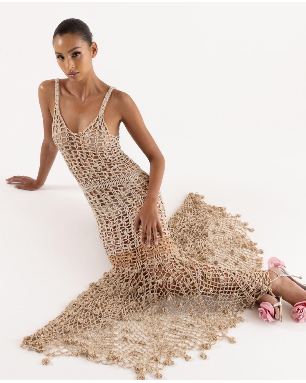 Andreeva Natural Vanilla Handmade Crochet Dress