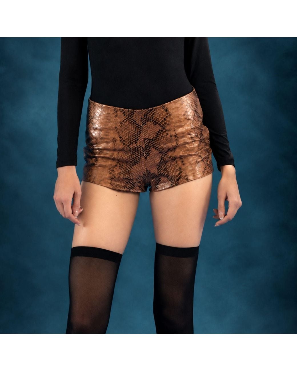 Heira Leatherwear Brown Medusa Mini Shorts