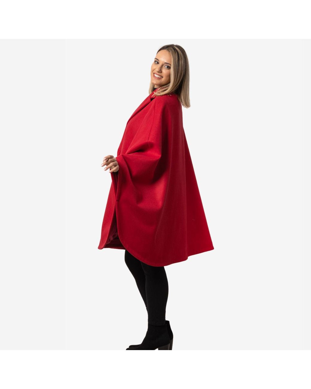 Nikka Place Red Jasmine Raspberry Oversized Cape Coat