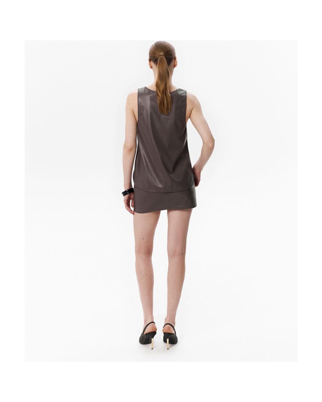 DAR ANN STUDIO Brown Pulse Top