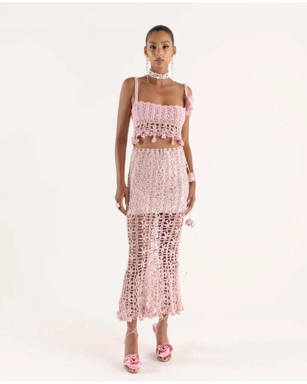 Andreeva Pink Vanilla Handmade Knit Skirt