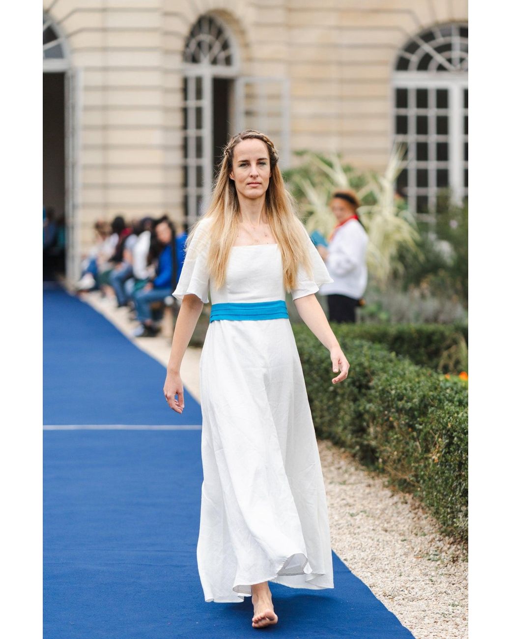 DIVINE HARMONIE Blue Divine Water Linen Maxi Dress