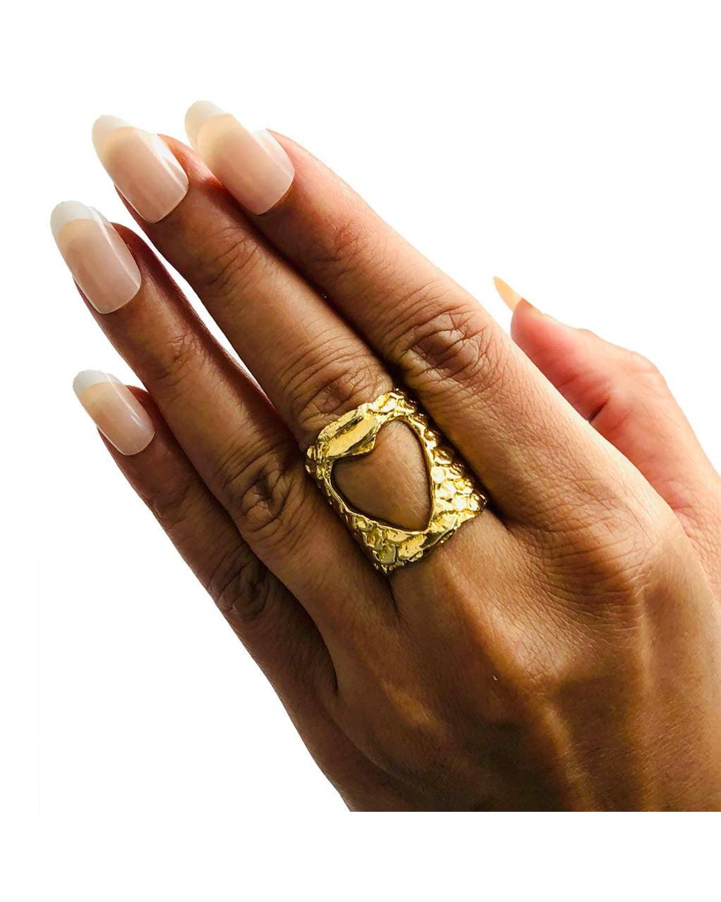 Aki Roc Jewelry Metallic Open Heart Cuff Ring